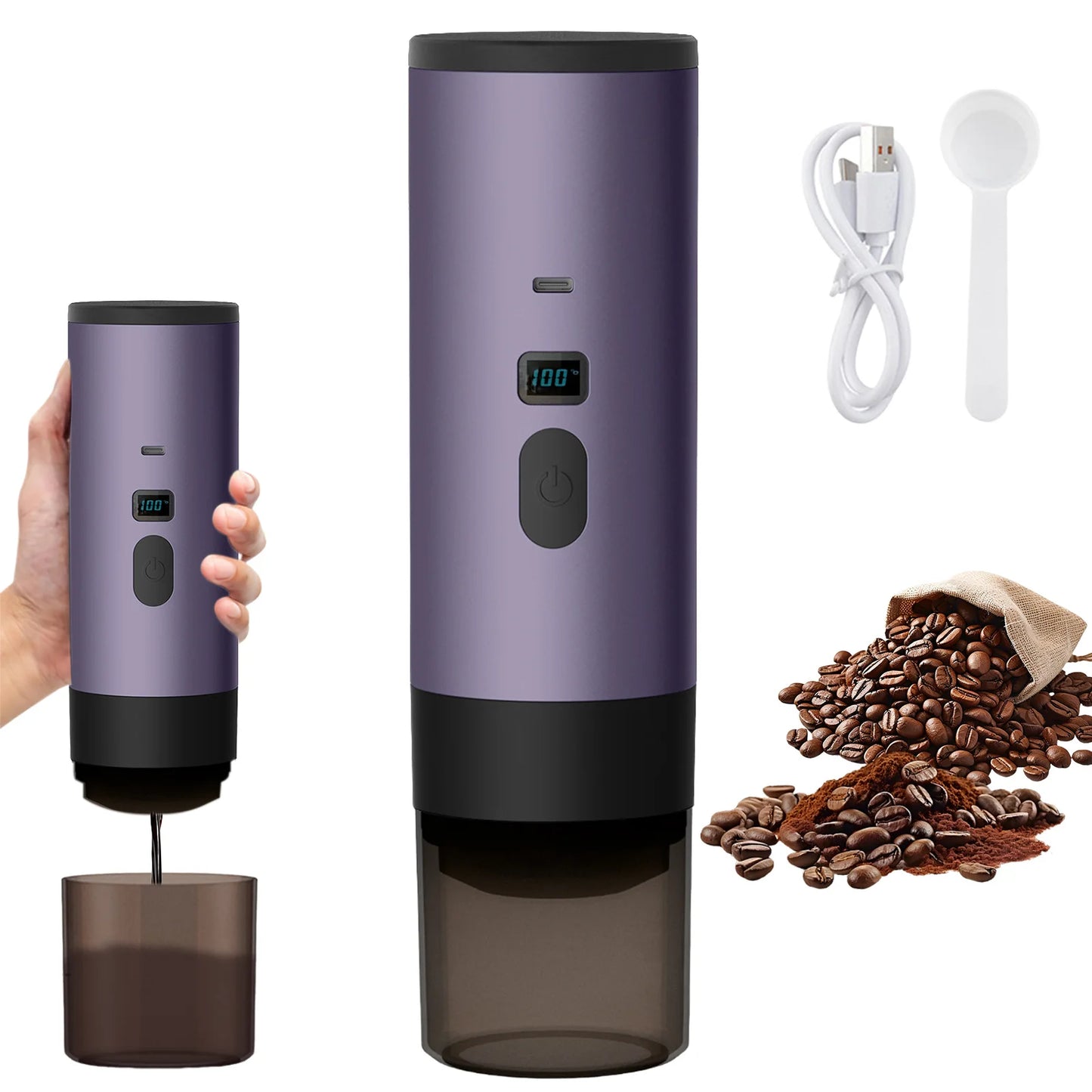 Portable 3 in 1 USB Coffee Maker 20Bar Espresso Machine Fast Heating for Travel Car Home