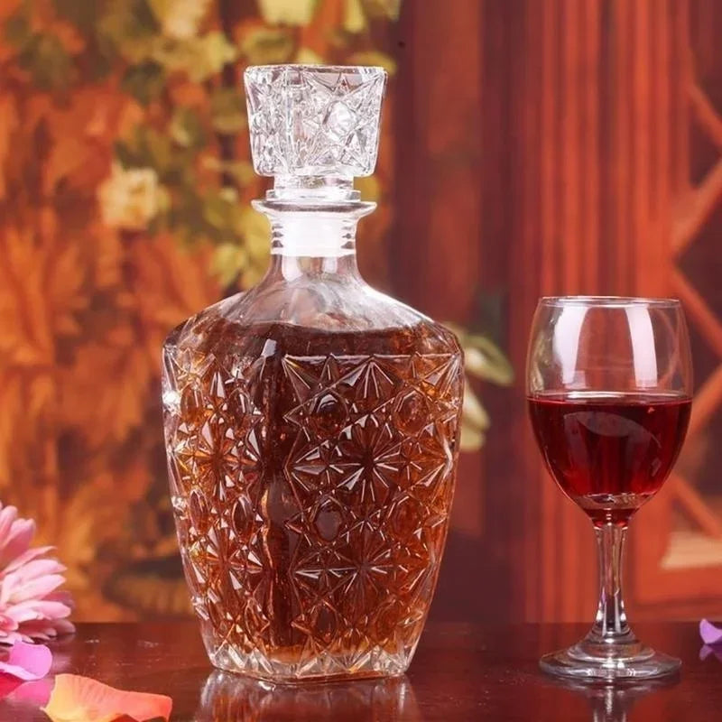 150/250/500/800ml Optional Crystal Glass Whiskey Liquor Wine Drinks Juice Transparent Bottle Wine Carafe Home Kitchen Tool