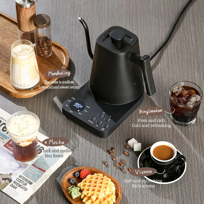 Electric Gooseneck Kettle 1000ML  Hand Brew Coffee Tea 1200W Pot Smart Teapot Temperature Control Pot Rapid Heating Kettle 220v