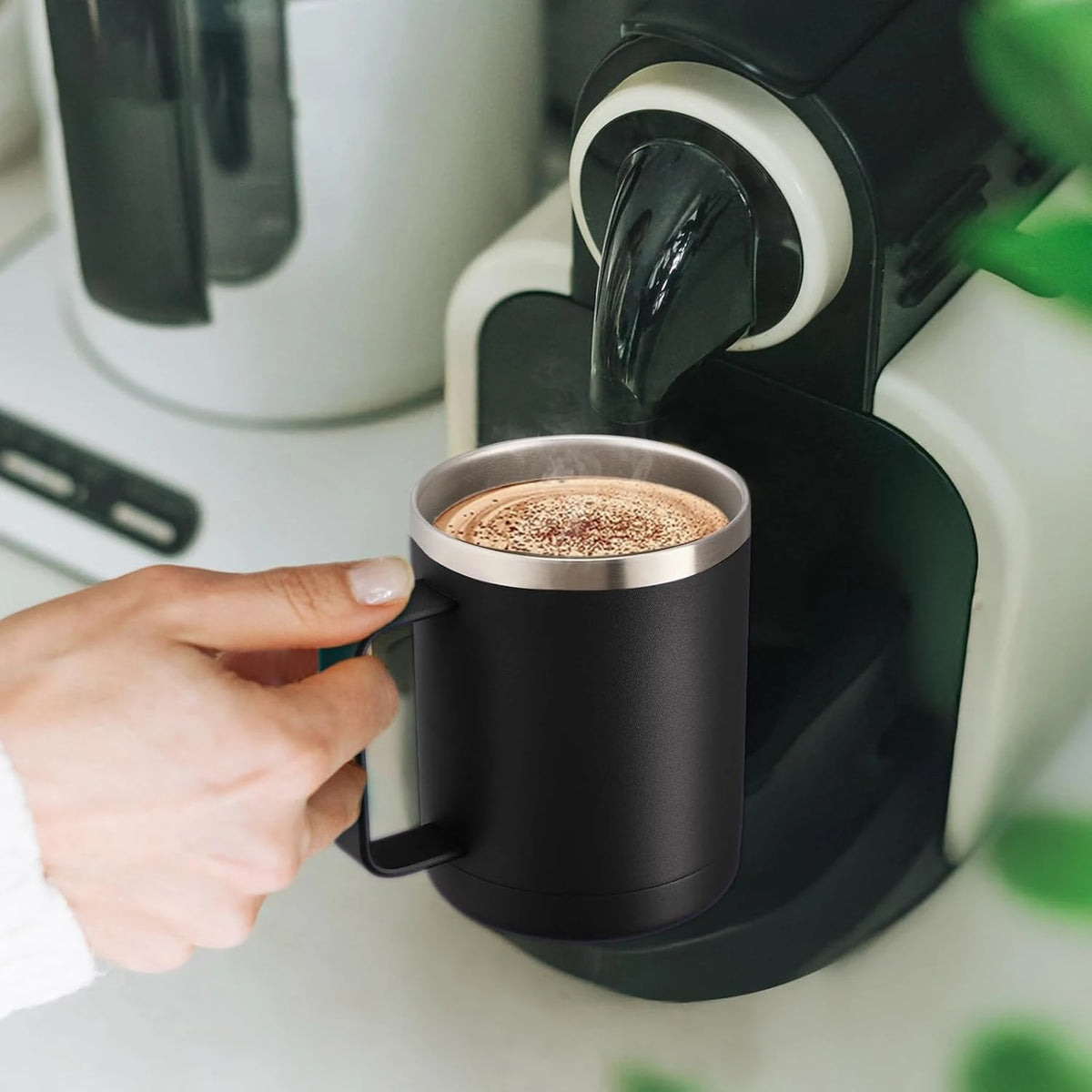 12oz Coffee Mug with Handle Sliding Lid,Stainless Steel Travel Tumbler Cup Double Insulated Camping Cup for Hot & Cold Drink Tea