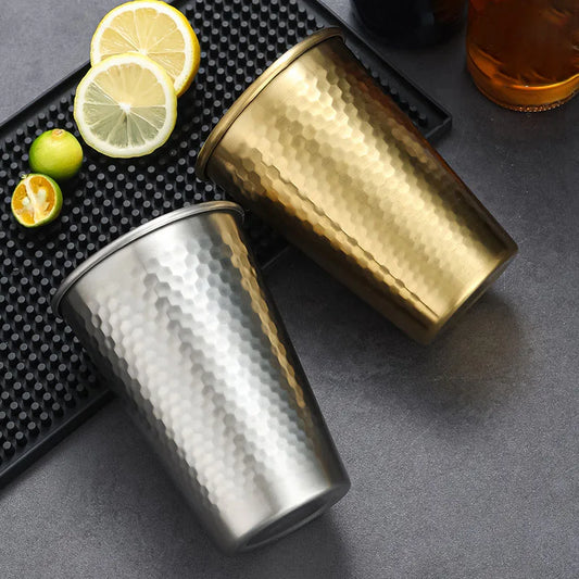 Single-layer Stainless Steel Beer Mugs 500ml Diamond Pattern Water Cup Korea Anti Fall Bar Restaurant Tumbler Drinking Set