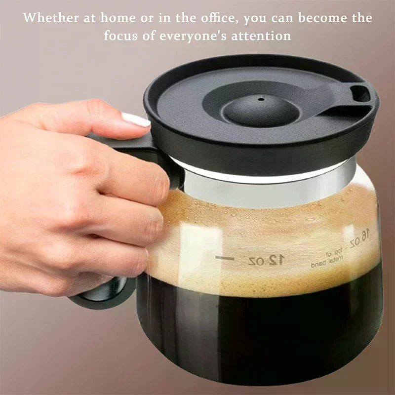 16 Oz Glass Coffee Mug That Looks Like A Coffee Pot Style Shape Mini Heatproof Large Capacity Clear Cup With Travel Lid Gift