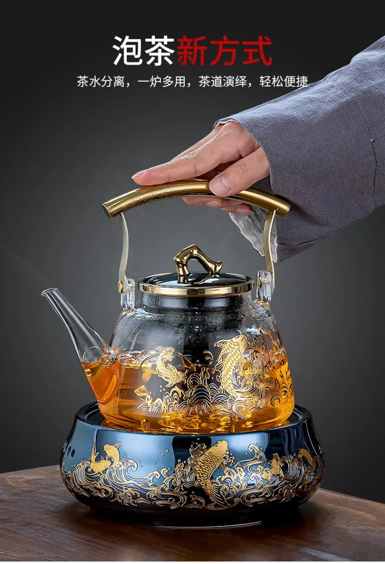 Electric Glass Teapot Kettle 220V with Induction Heating Plate for Quick Tea Water Boiling - Kitchen Tea Making Tool LYH