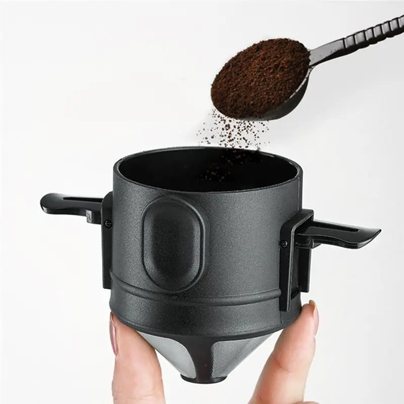 MEIMEI- Coffee Dripper Reusable Foldable Drip Coffee Filter with Holder Portable Coffee Maker for Office Home Travel Camp-A