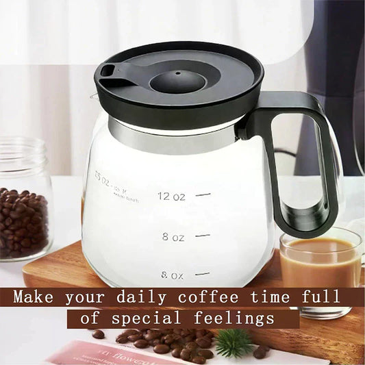 16 Oz Glass Coffee Mug That Looks Like A Coffee Pot Style Shape Mini Heatproof Large Capacity Clear Cup With Travel Lid Gift