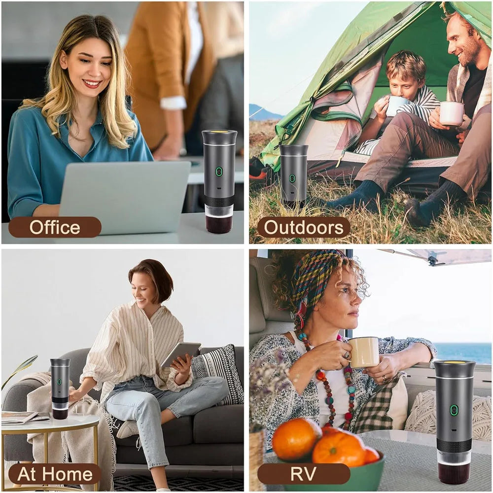 Portable Espresso Machine Mini Espresso Maker Self Heating Coffee Maker Compatible with Ground Coffee Capsule for Camping