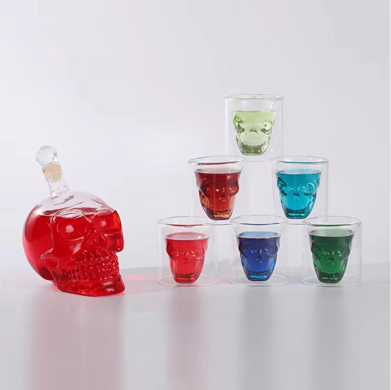 Transparent Skull Glass Wine Decanter Set Whiskey Skull Shot GlassesSkeleton Wine Glass For Bar Family Halloween Decoration Mug
