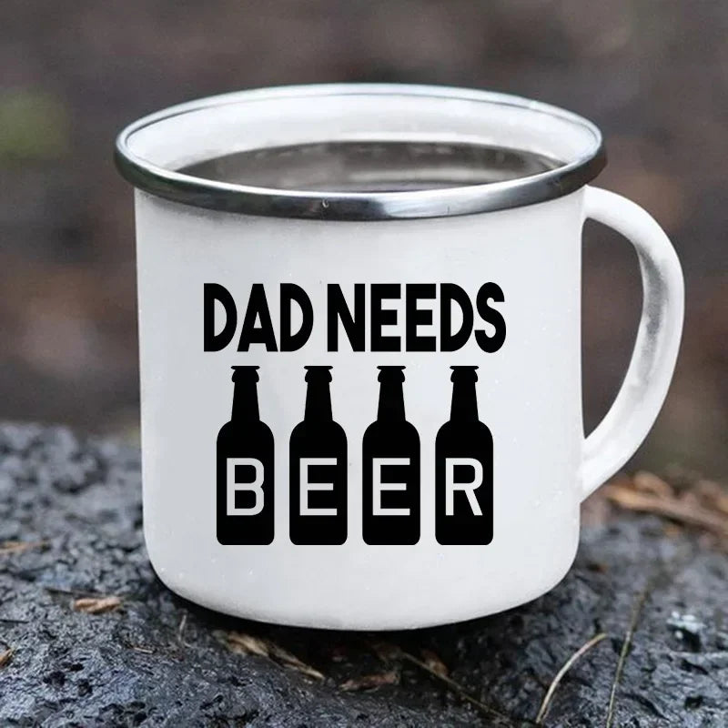 Creative Beer Coffee Mugs Dad Needs Beer Print Cup Unusual Tea Cup Tourist Mug Kawaii Cups for Coffee and Tea Personalized Gifts