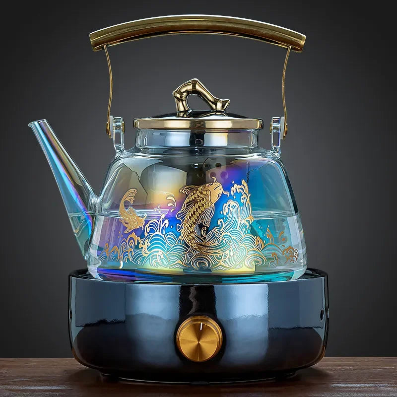 Electric Glass Teapot Kettle 220V with Induction Heating Plate for Quick Tea Water Boiling - Kitchen Tea Making Tool LYH