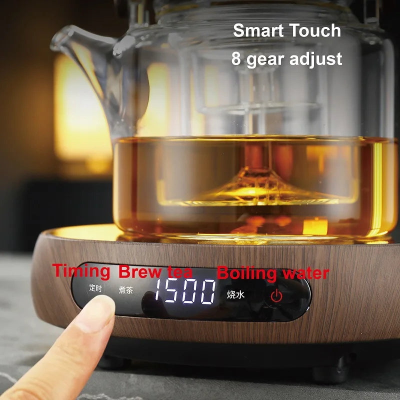 1500W Electric Ceramic Stove Smart Tea Stove Boiling Water Heater 8 Gear Heating Stove Office Timing Tea Maker Auto Keep Warm