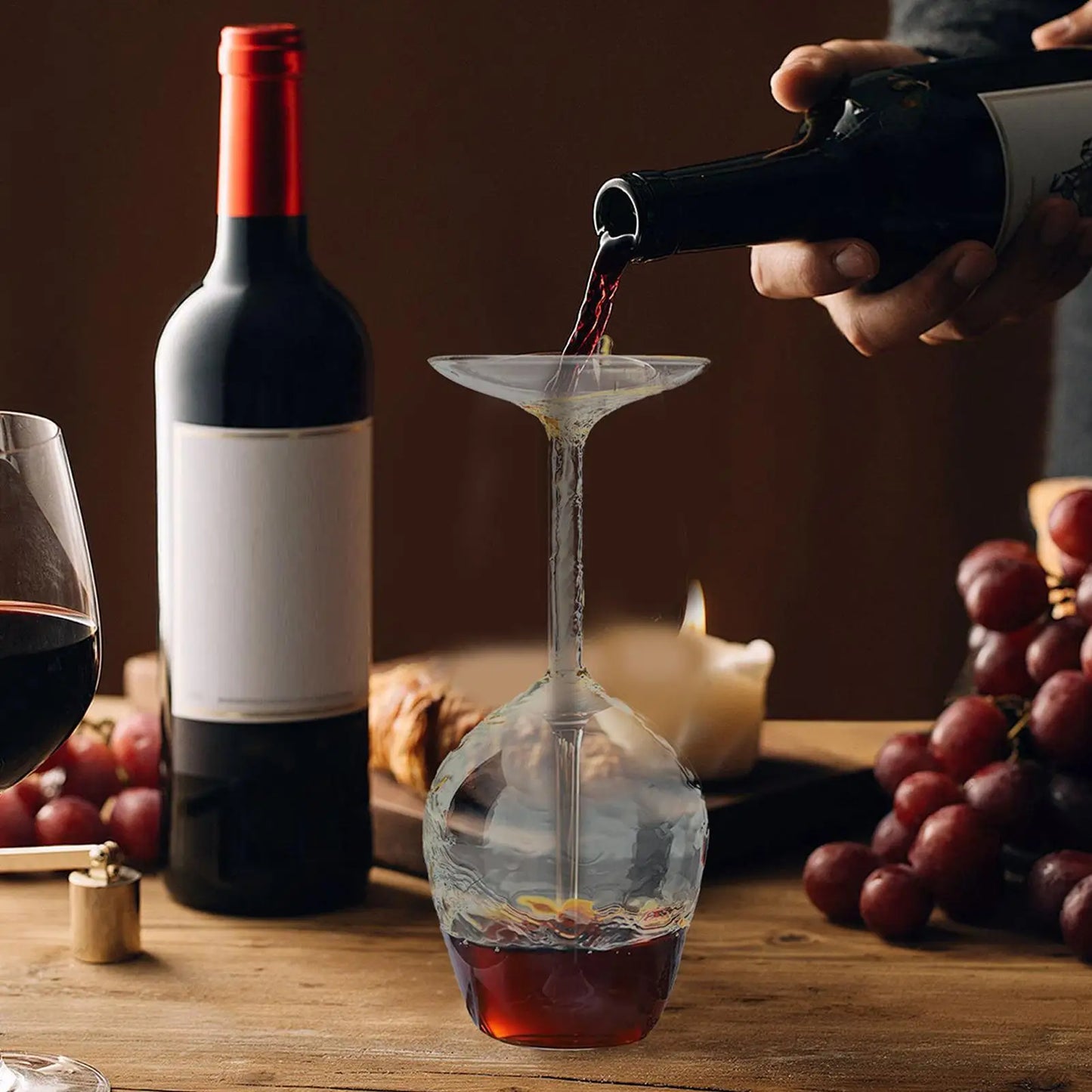 Wine Glass Upside-Down Red Wine Glasses Modern Glassware 400ml for Men Women Valentine's Day Birthday Christmas Hot Cold