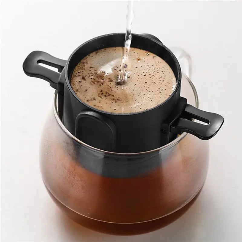 MEIMEI- Coffee Dripper Reusable Foldable Drip Coffee Filter with Holder Portable Coffee Maker for Office Home Travel Camp-A