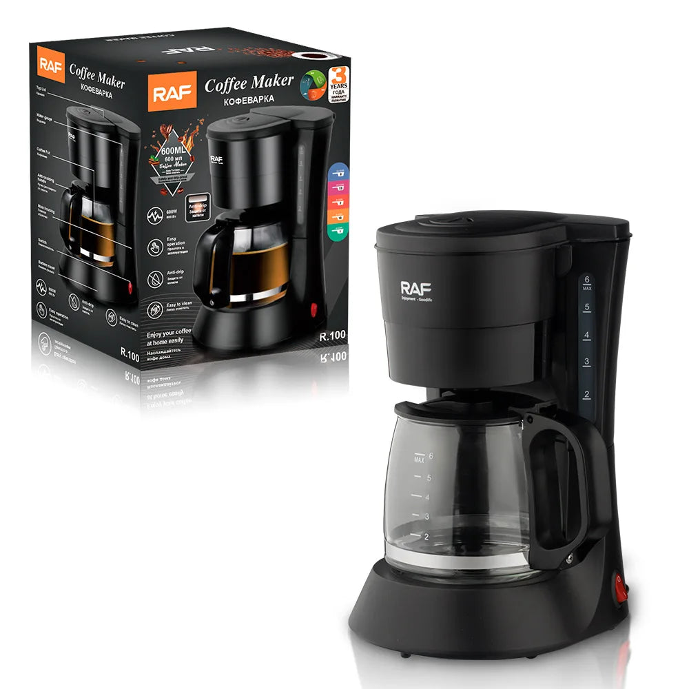 Drip Coffee Maker - Automatic Home Coffee Machine with Keep-Warm Function for American Coffee & Tea Brewing in Office