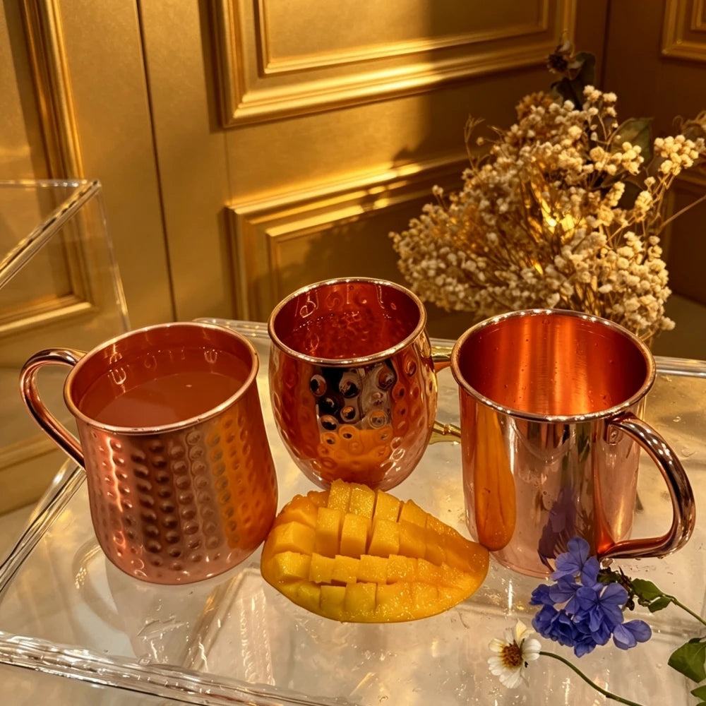 400-550ML Copper Plated Mug Durable Coppery Beer Mugs Coffee/Milk Cup Copper Cocktail Whiskey Glass Drinkware Bar Accessories