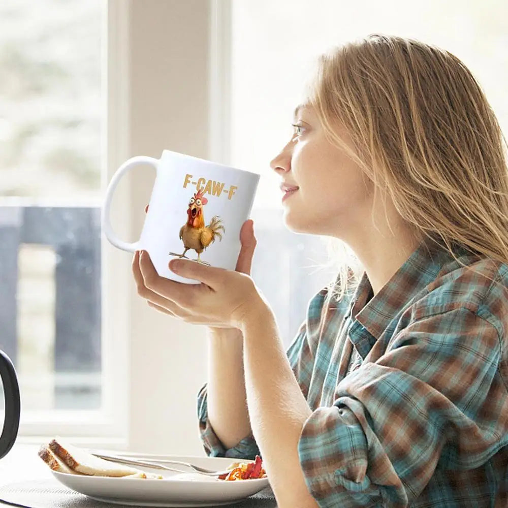 Coffee Mug Ceramic Funny F-Caw-F Chicken FCAWF Coffee Cup Mugs Farmhouse Themed Mug Animal Tea Cup Christmas Gift For Friends