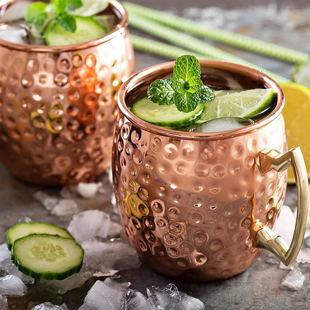 1-6PCS Stainless Steel Moscow Mule Mugs 500ML Beer Cups Cocktail Wine Juice Drink Cup Coffee Mugs Bar Champagne Party Drinkware
