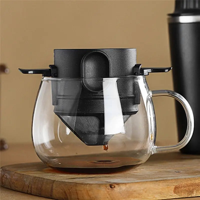 MEIMEI- Coffee Dripper Reusable Foldable Drip Coffee Filter with Holder Portable Coffee Maker for Office Home Travel Camp-A