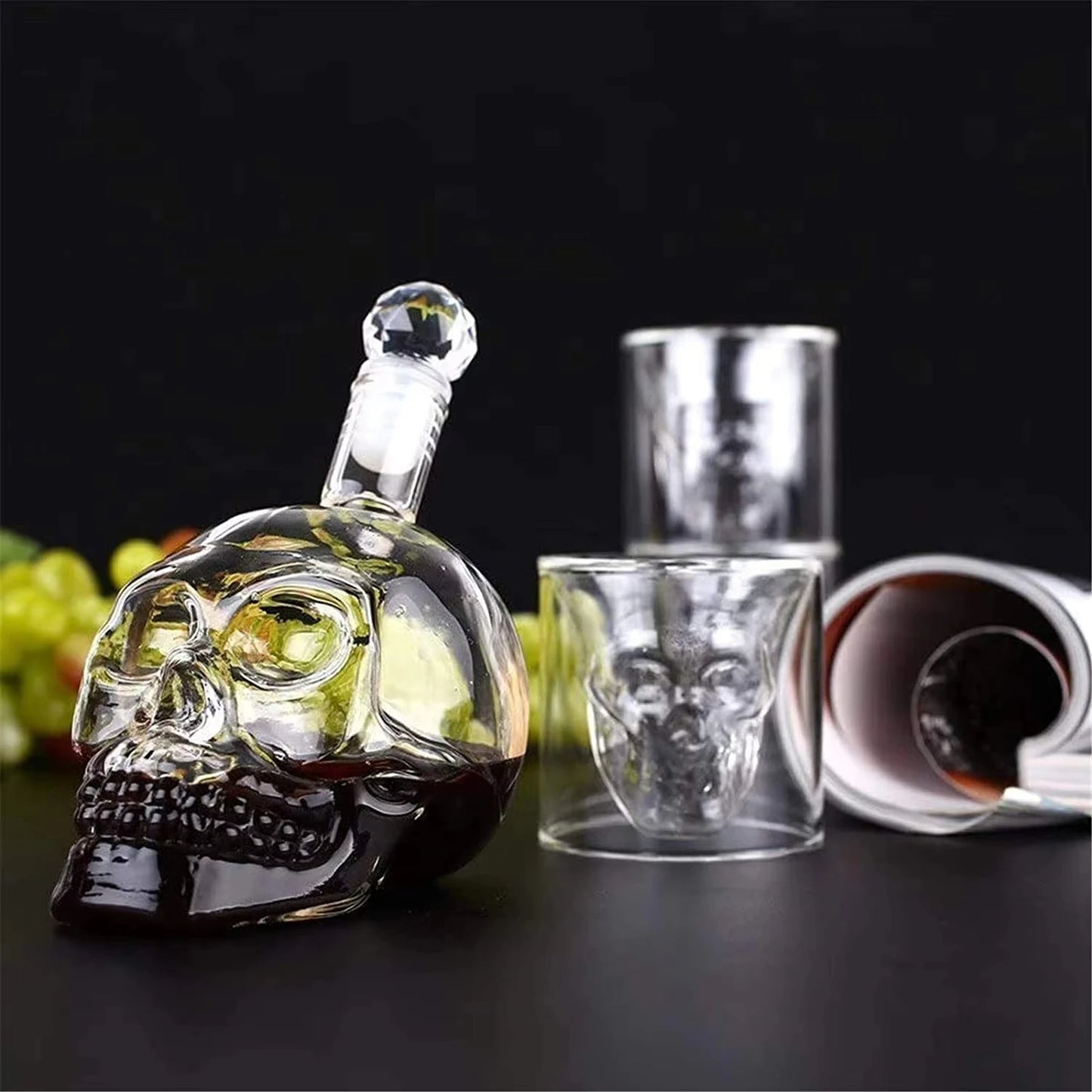 Transparent Skull Glass Wine Decanter Set Whiskey Skull Shot GlassesSkeleton Wine Glass For Bar Family Halloween Decoration Mug
