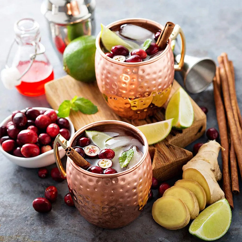 1-6PCS Stainless Steel Moscow Mule Mugs 500ML Beer Cups Cocktail Wine Juice Drink Cup Coffee Mugs Bar Champagne Party Drinkware