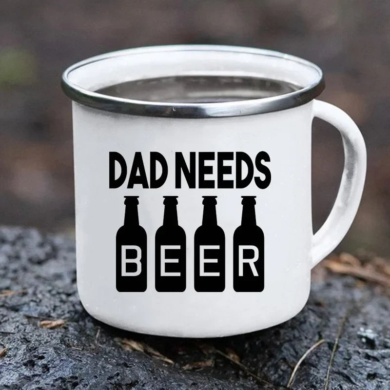 Creative Beer Coffee Mugs Dad Needs Beer Print Cup Unusual Tea Cup Tourist Mug Kawaii Cups for Coffee and Tea Personalized Gifts