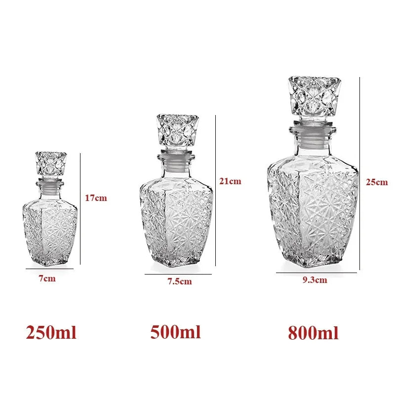 150/250/500/800ml Optional Crystal Glass Whiskey Liquor Wine Drinks Juice Transparent Bottle Wine Carafe Home Kitchen Tool