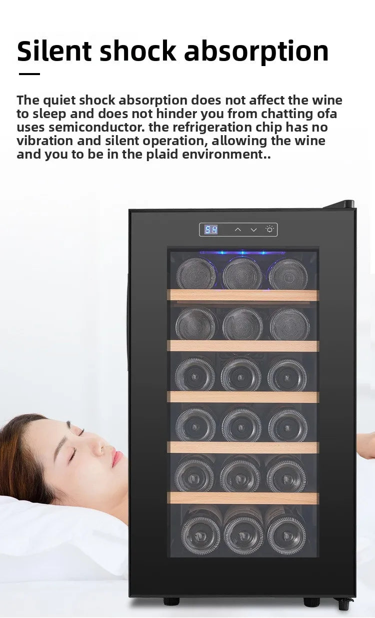 18 Bottle Wine Cooler Refrigerator , Quiet Freestanding Wine Fridge for Home/Office, 12℃-18℃ Adjustable Temperature,Glass Door