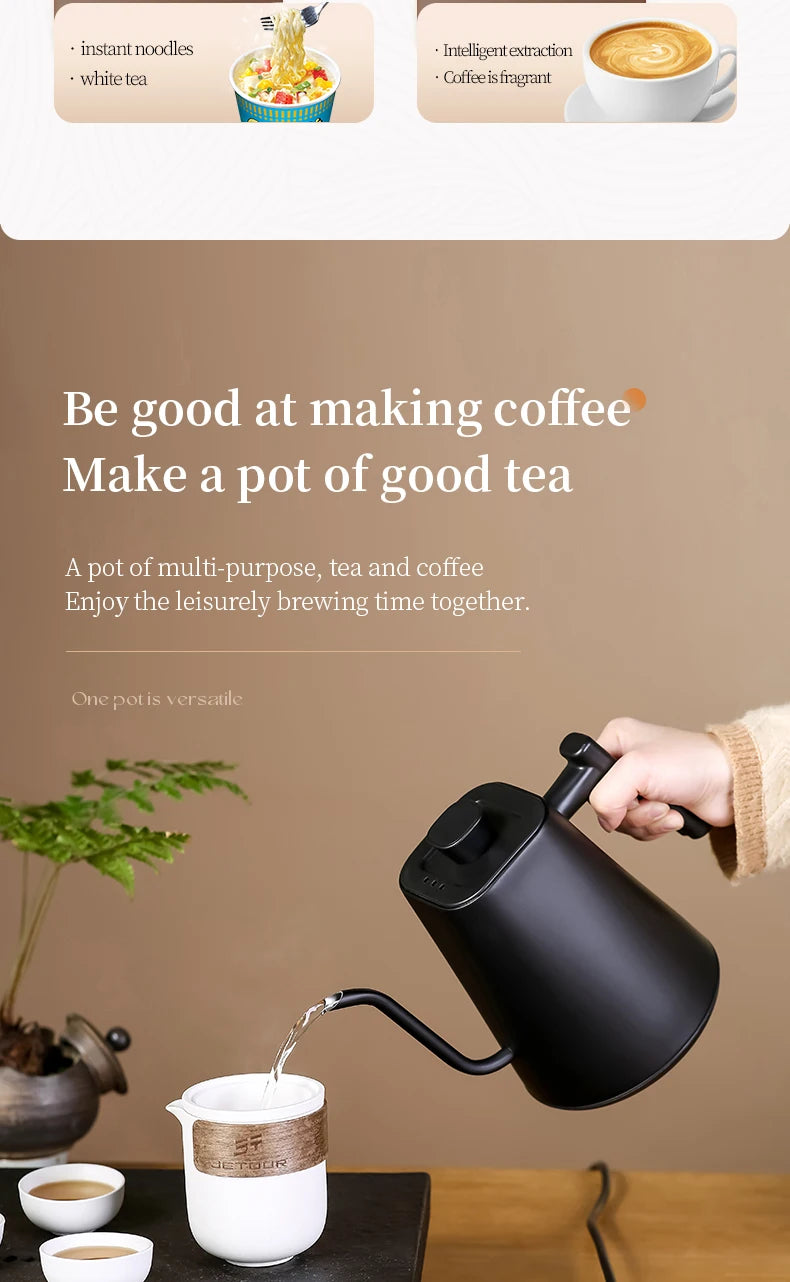 Electric Gooseneck Kettle 1000ML  Hand Brew Coffee Tea 1200W Pot Smart Teapot Temperature Control Pot Rapid Heating Kettle 220v