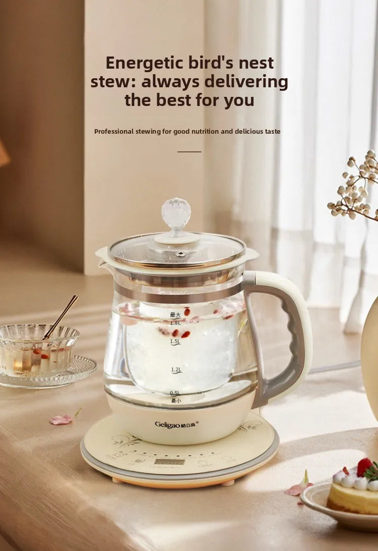 220V Geligao Automatic Double Boiler Health Kettle Thick Glass Multi Function Electric Tea Maker