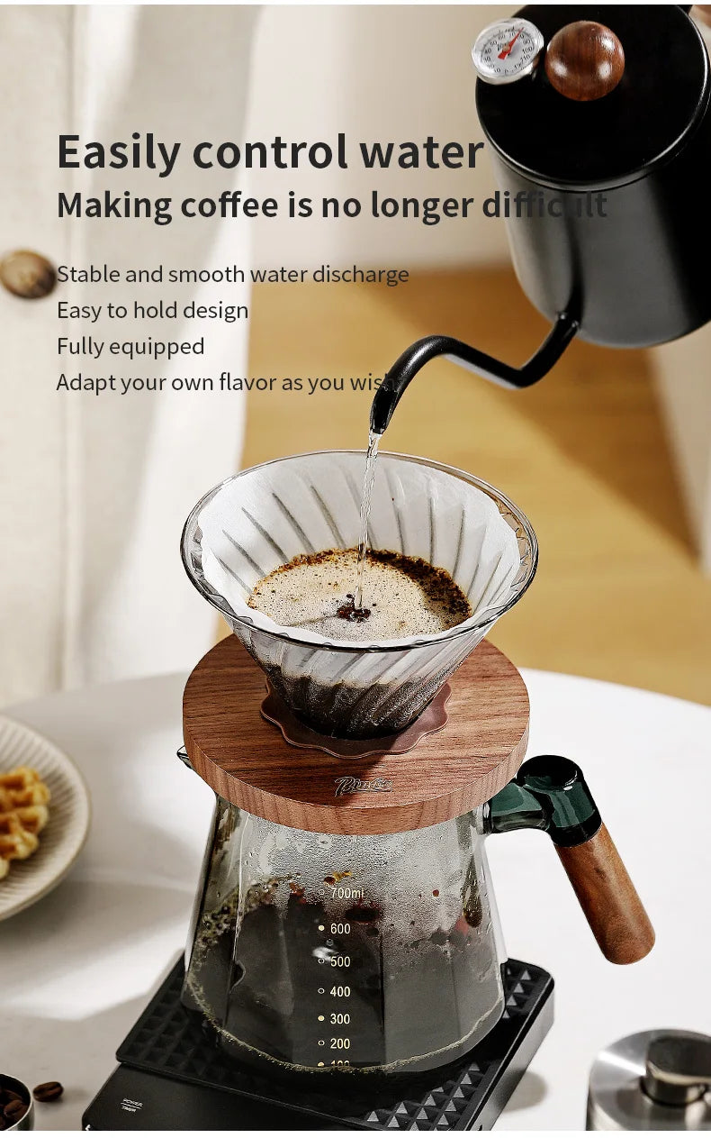 Bincoo Pour Over Coffee Maker Set 800ml Glass Carafe Coffee with Glass Coffee Filter Drip Coffee Maker Set for Home or Office