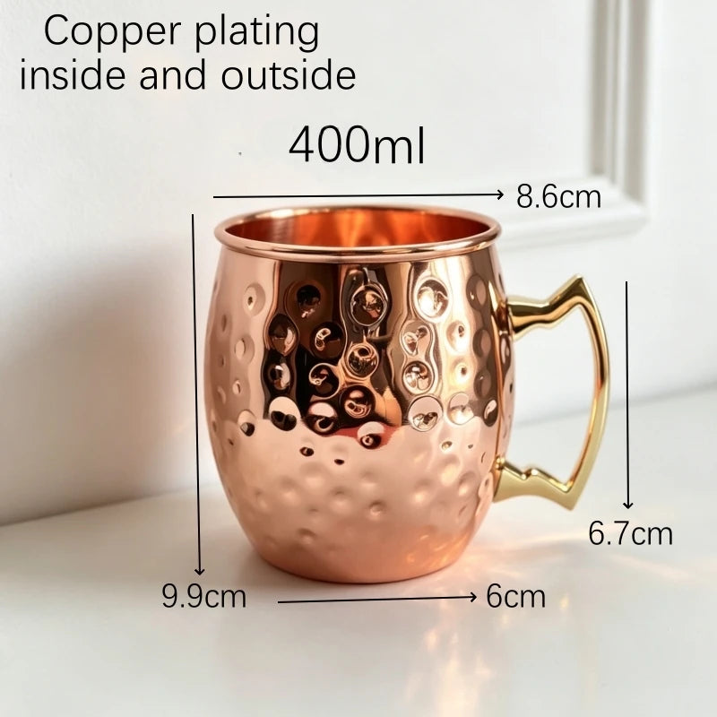 400-550ML Copper Plated Mug Durable Coppery Beer Mugs Coffee/Milk Cup Copper Cocktail Whiskey Glass Drinkware Bar Accessories