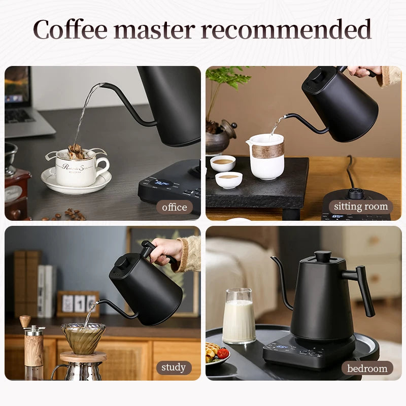Electric Gooseneck Kettle 1000ML  Hand Brew Coffee Tea 1200W Pot Smart Teapot Temperature Control Pot Rapid Heating Kettle 220v