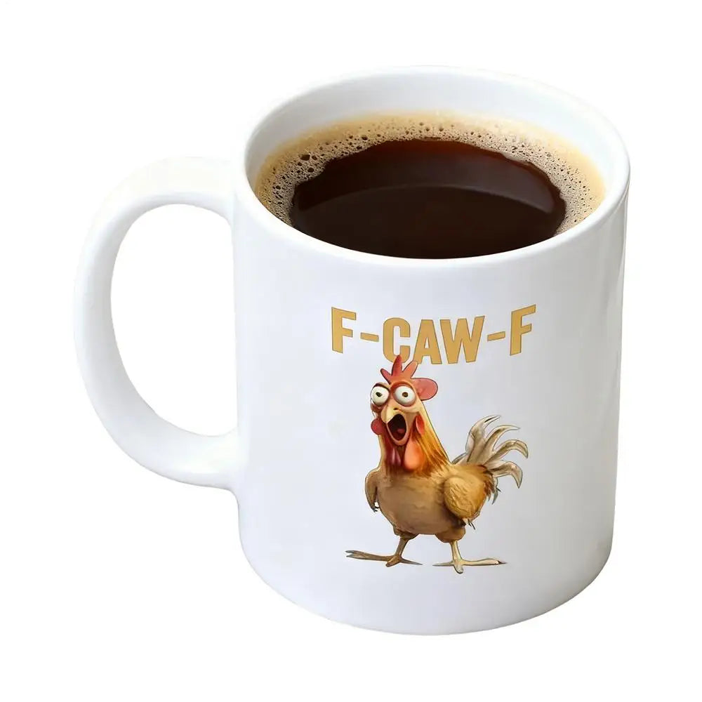 Coffee Mug Ceramic Funny F-Caw-F Chicken FCAWF Coffee Cup Mugs Farmhouse Themed Mug Animal Tea Cup Christmas Gift For Friends