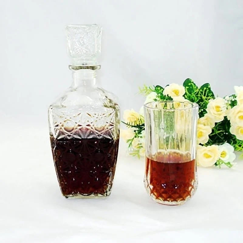 150/250/500/800ml Optional Crystal Glass Whiskey Liquor Wine Drinks Juice Transparent Bottle Wine Carafe Home Kitchen Tool