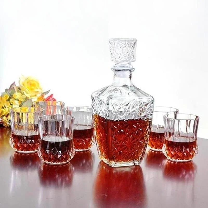 150/250/500/800ml Optional Crystal Glass Whiskey Liquor Wine Drinks Juice Transparent Bottle Wine Carafe Home Kitchen Tool