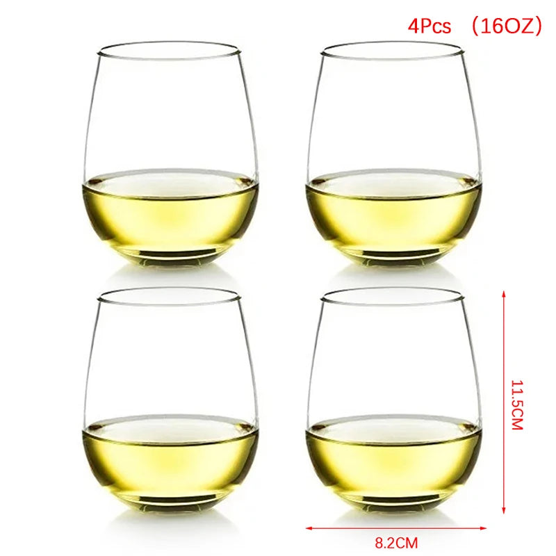 2/4Pcs Shatterproof Plastic Wine Glass 360/480ML Reusable Transparent Unbreakable PET Glasses Fruit Juice Beer Cups【Homeclub】