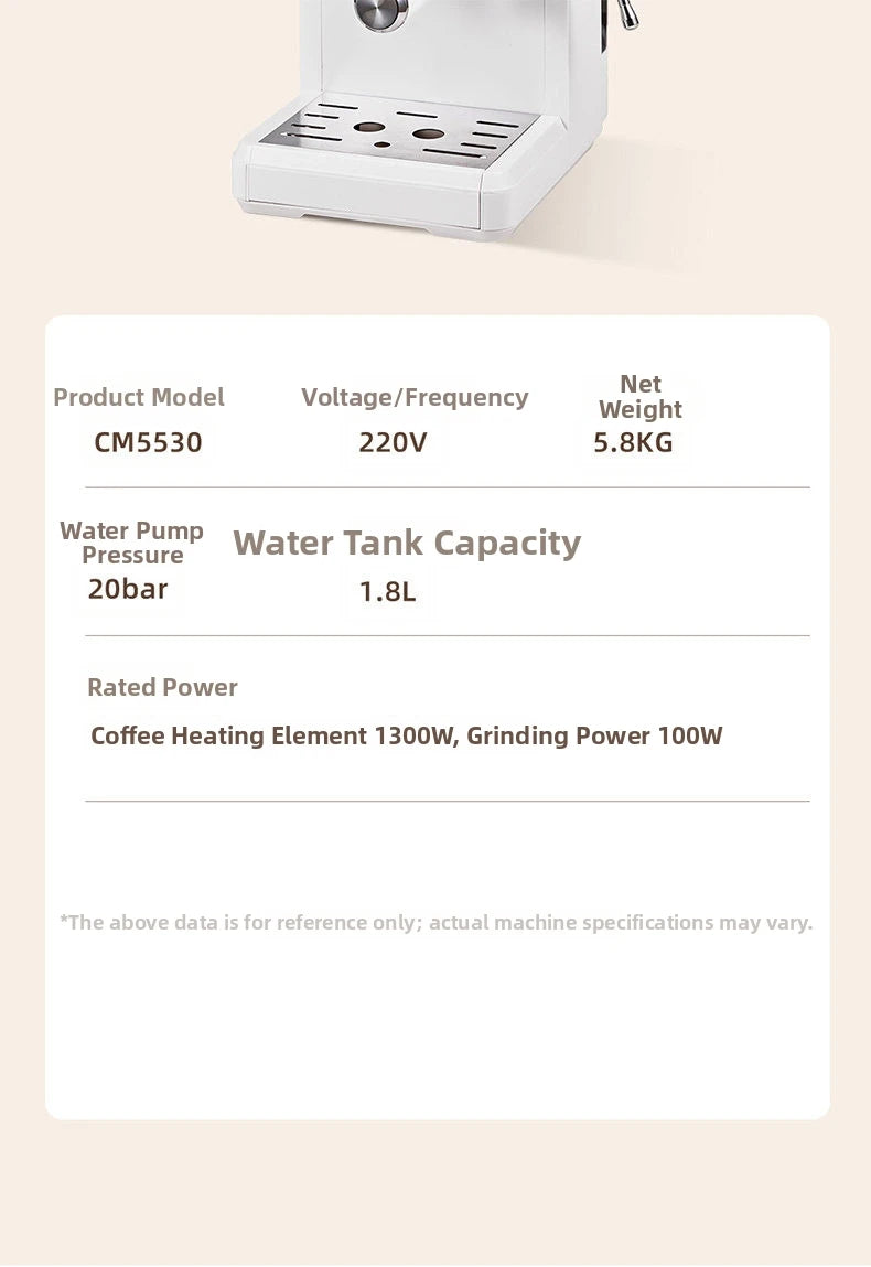 2-in-1 Cold & Hot Coffee Maker with Built-in Grinder & Milk Frother | Compact Espresso Machine for Home, Office & Small Cafés