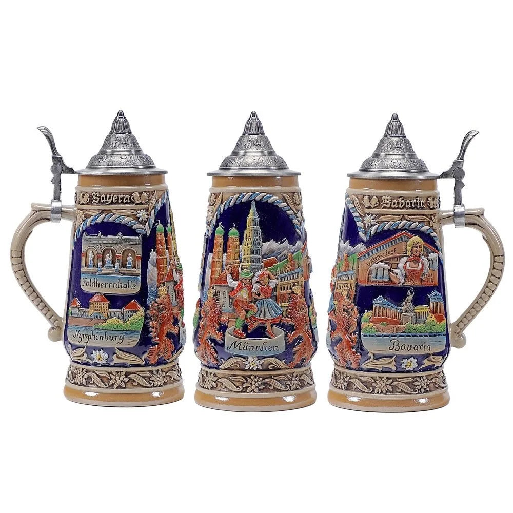 600ml Beer Mugs Big Capacity Germany Geographical Sign Classical  Beer Mug 3D & Resin Steel Stainless Tankard Cup Best Fans Gift