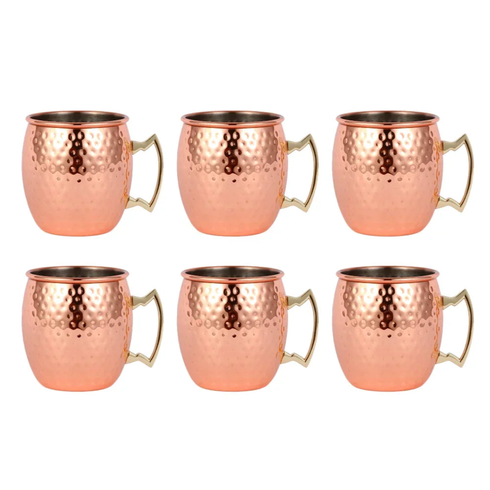 1-6PCS Stainless Steel Moscow Mule Mugs 500ML Beer Cups Cocktail Wine Juice Drink Cup Coffee Mugs Bar Champagne Party Drinkware