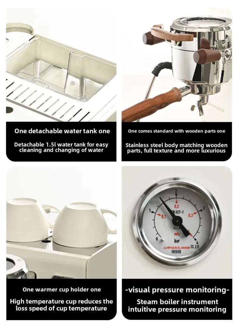 Coffee Maker Data-s,Water Tank Version 220V 50-60Hz, Italian Semi-automatic, 9Bar Dual Boiler,Pressure Swing Extraction,No paid