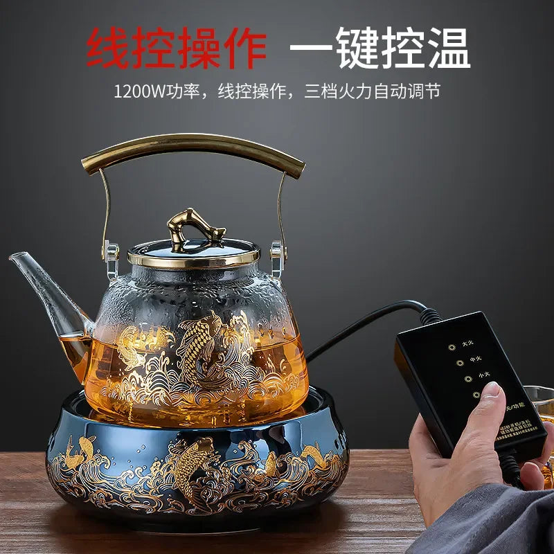 Electric Glass Teapot Kettle 220V with Induction Heating Plate for Quick Tea Water Boiling - Kitchen Tea Making Tool LYH