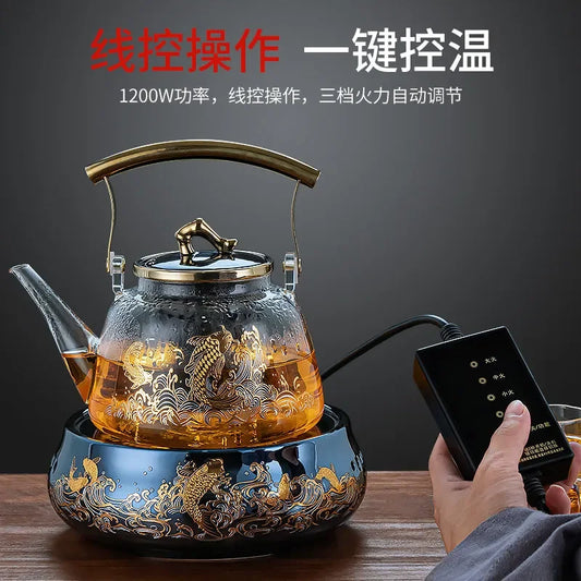 Electric Glass Teapot Kettle 220V with Induction Heating Plate for Quick Tea Water Boiling - Kitchen Tea Making Tool LYH