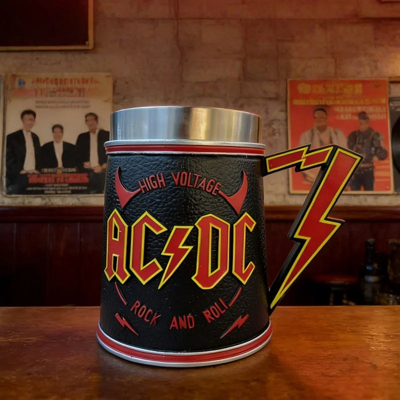 600ml Band Theme Rock Style Music Beer Mugs Resin Stainless Steel Stein Tankard Coffee Mug Whiskey Cup Gift Bar Decoration