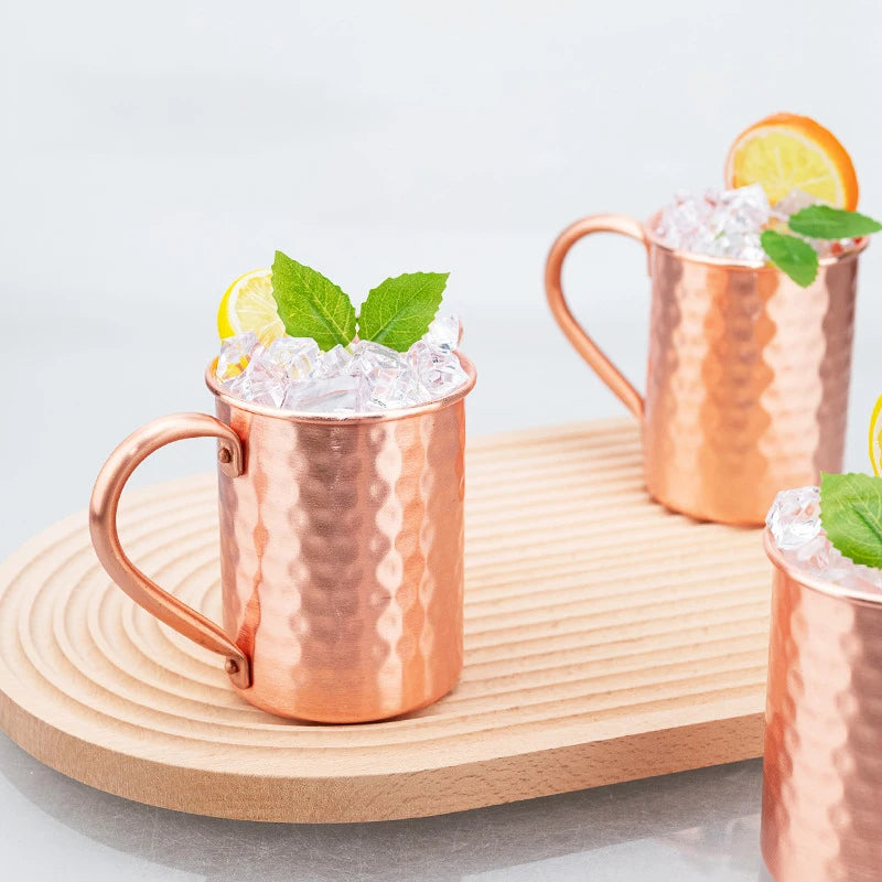 100% Copper Moscow Mule Mug Cocktail Wine Cup Hammered Coppery Beer Mugs Coffee Mug Milk Cup Bar Cup Drinkware Durable