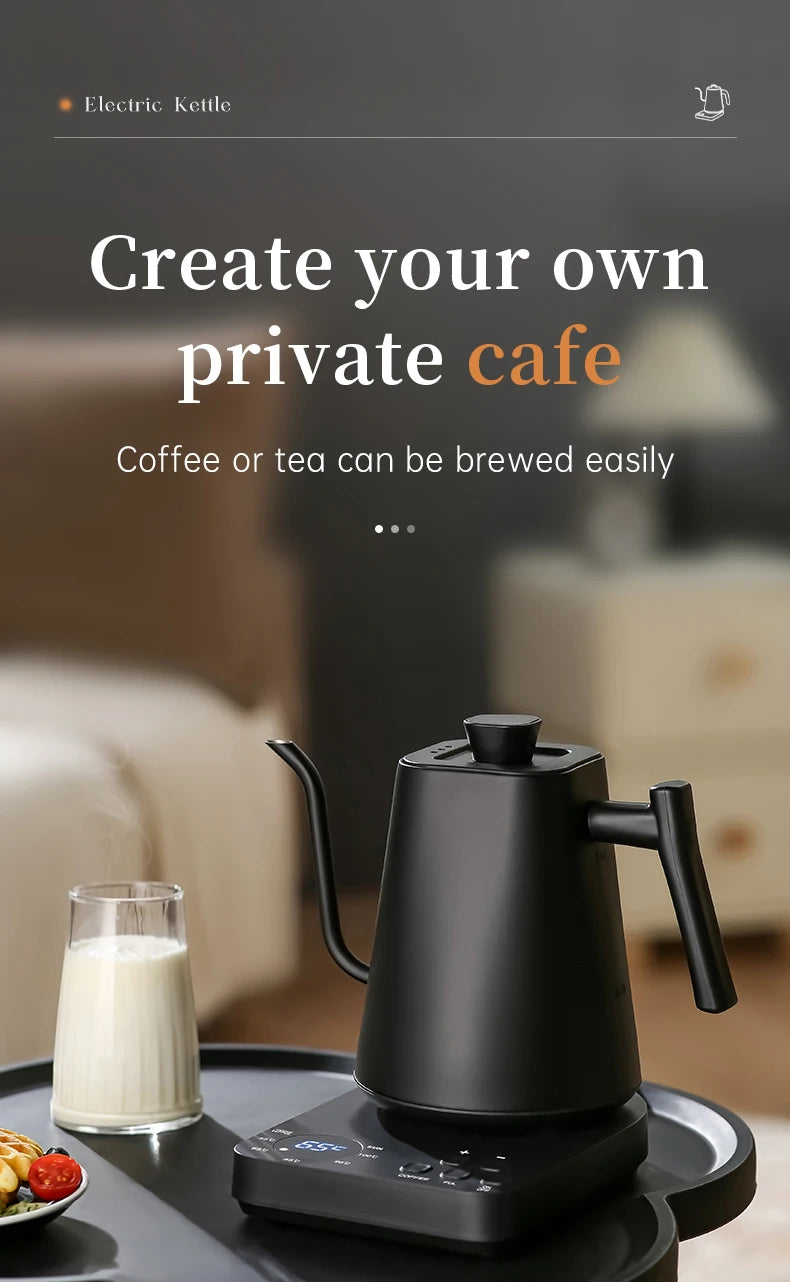Electric Gooseneck Kettle 1000ML  Hand Brew Coffee Tea 1200W Pot Smart Teapot Temperature Control Pot Rapid Heating Kettle 220v