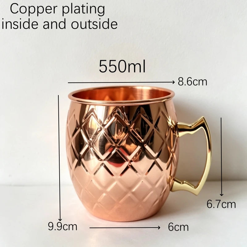 400-550ML Copper Plated Mug Durable Coppery Beer Mugs Coffee/Milk Cup Copper Cocktail Whiskey Glass Drinkware Bar Accessories