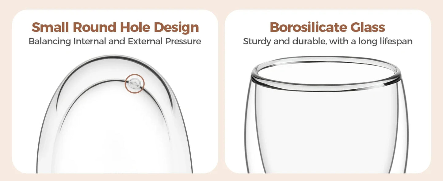 2/4/6PCS 350ML Double Wall Glass Coffee Mug With Handle Transparent Glass Cappuccino Cup Coffee Milk Tea Juice Tea Cup