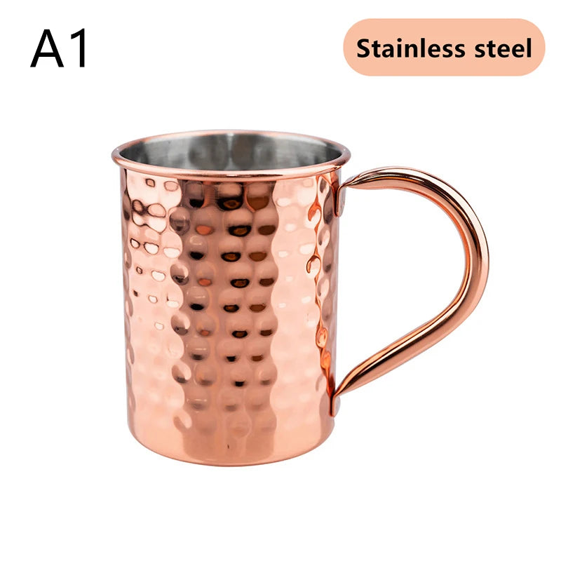 100% Copper Moscow Mule Mug Cocktail Wine Cup Hammered Coppery Beer Mugs Coffee Mug Milk Cup Bar Cup Drinkware Durable
