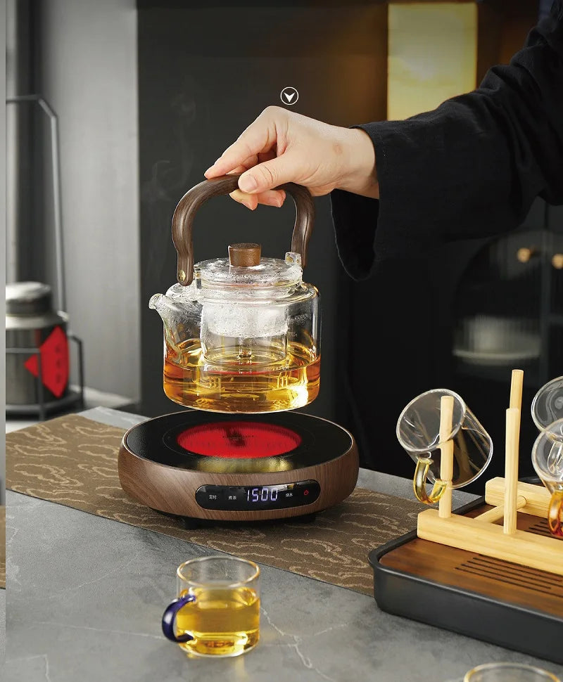 1500W Electric Ceramic Stove Smart Tea Stove Boiling Water Heater 8 Gear Heating Stove Office Timing Tea Maker Auto Keep Warm