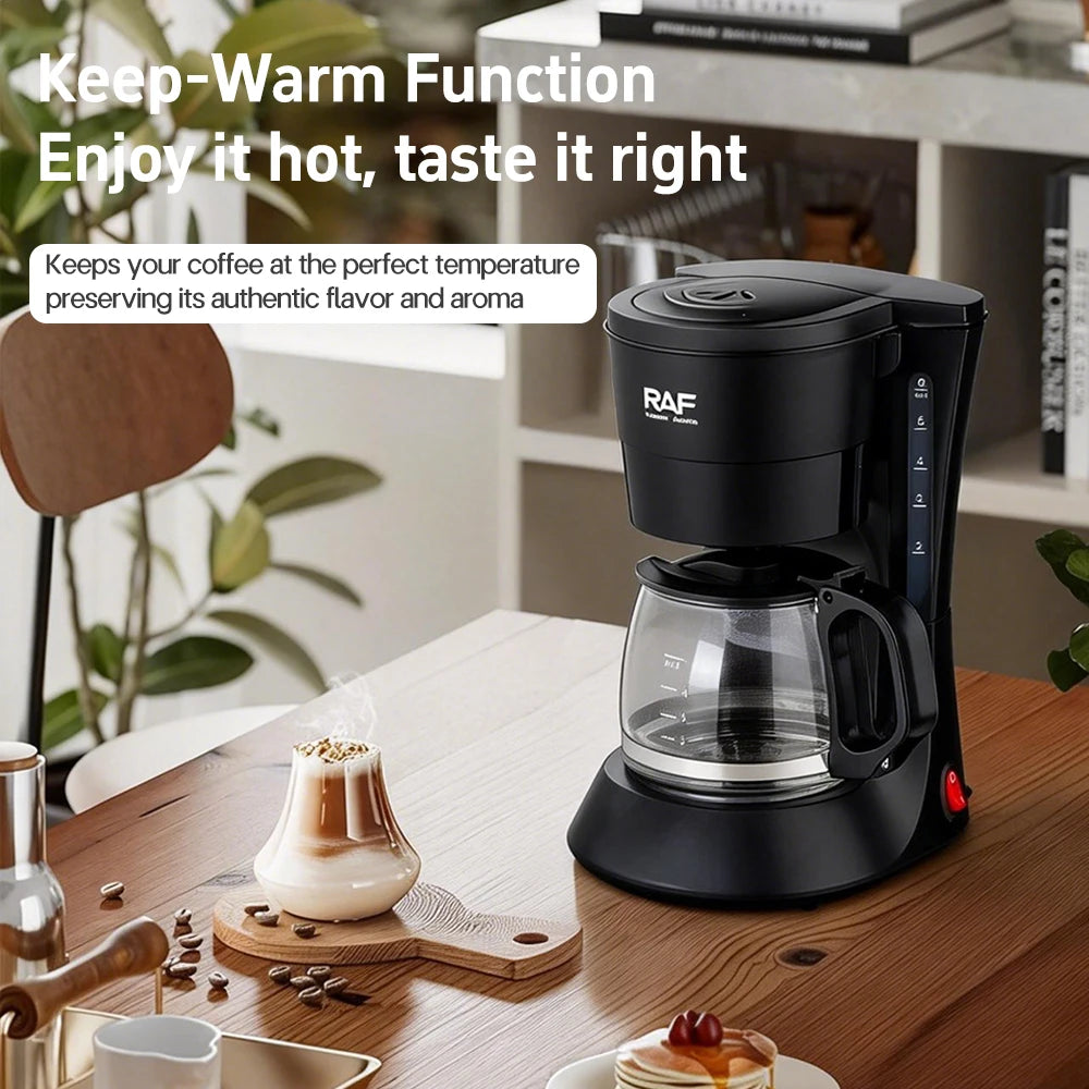 Drip Coffee Maker - Automatic Home Coffee Machine with Keep-Warm Function for American Coffee & Tea Brewing in Office