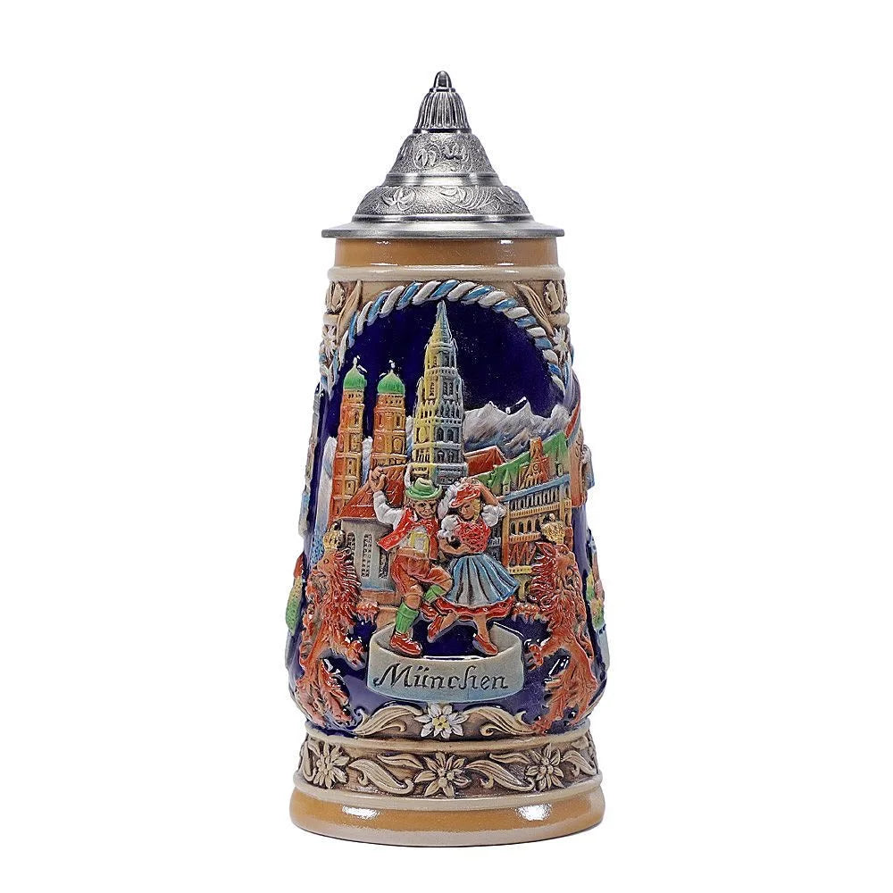 600ml Beer Mugs Big Capacity Germany Geographical Sign Classical  Beer Mug 3D & Resin Steel Stainless Tankard Cup Best Fans Gift